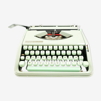 Machine à écrire Hermes baby verte sauge vintage Révisée ruban neuf