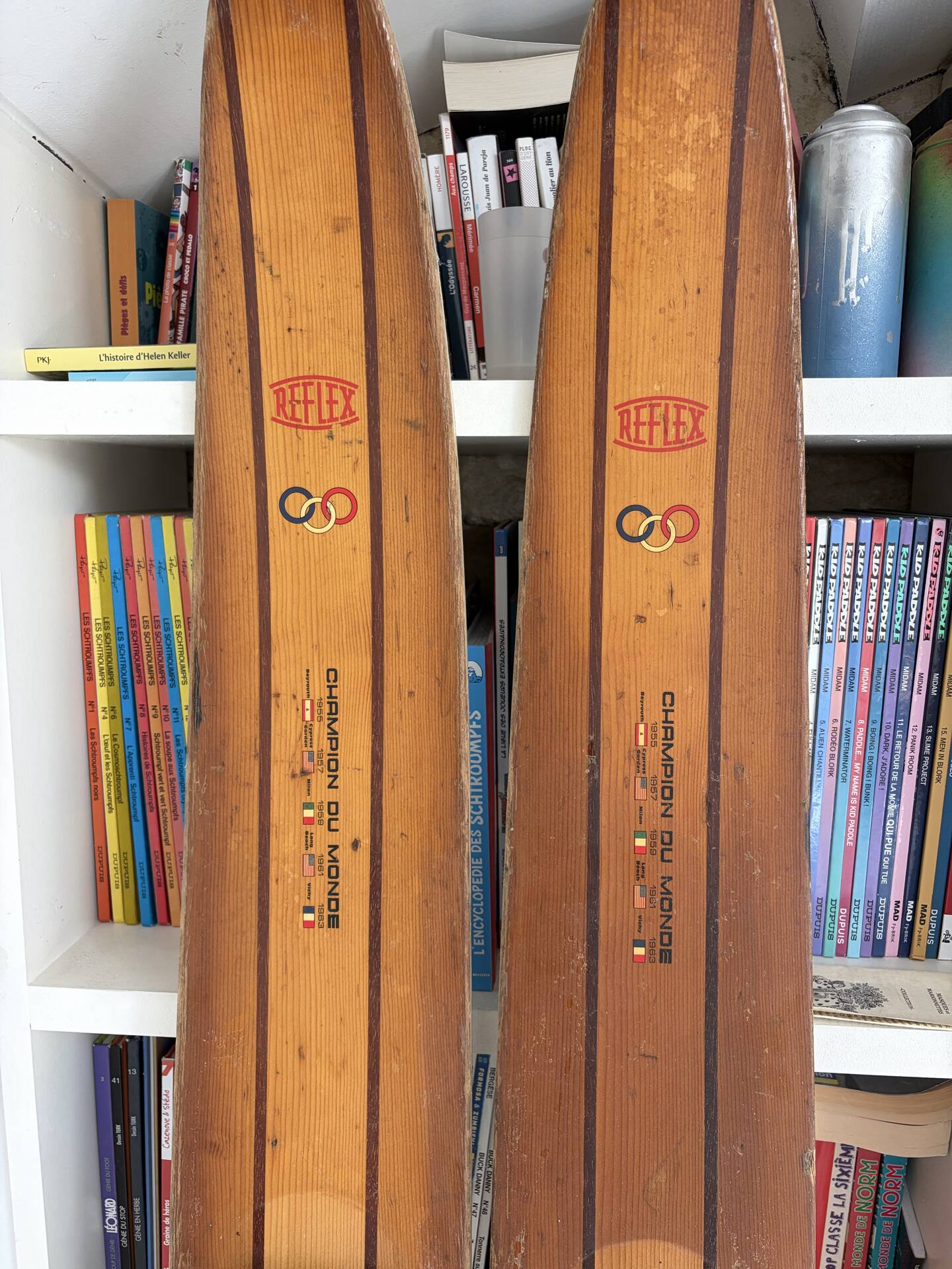 Pair of vintage wooden skis "Reflex"