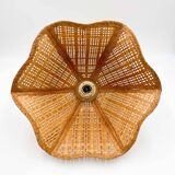 80s wicker bell pendant light