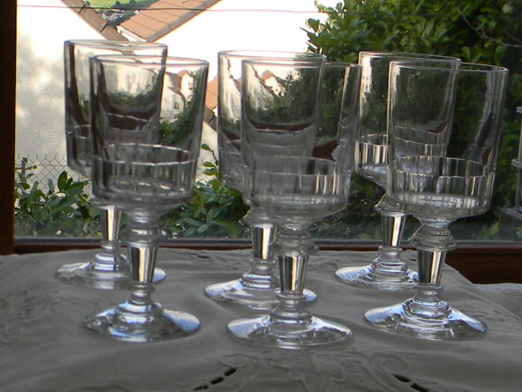 Set of 6 antique glass port glasses or aperitif Mirabeau style