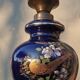 Ceramic lamp birds lyres on midnight blue background Napoleon III