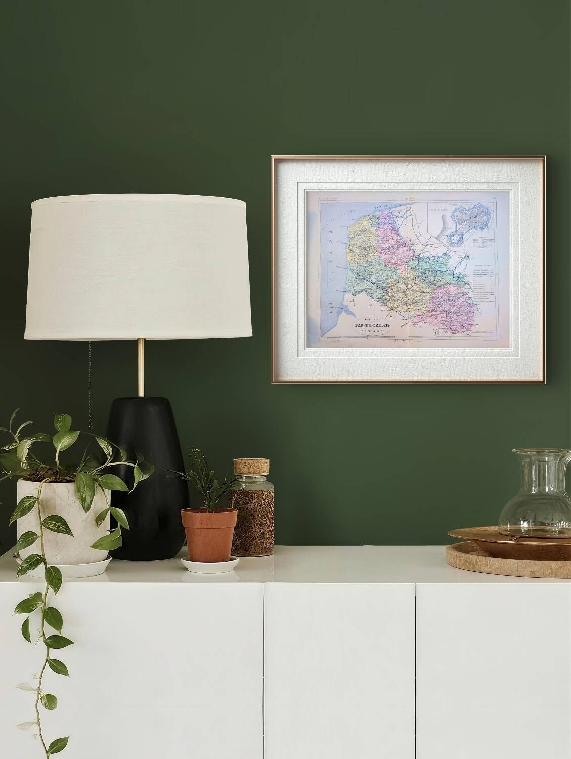 Pas-de-Calais, old map, printed in 1883.