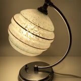 Art Deco adjustable desk or bedside lamp in chromed metal and Clichy globe