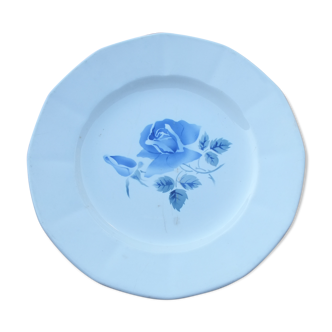 Plat rond Digoin Sarreguemines roses bleues