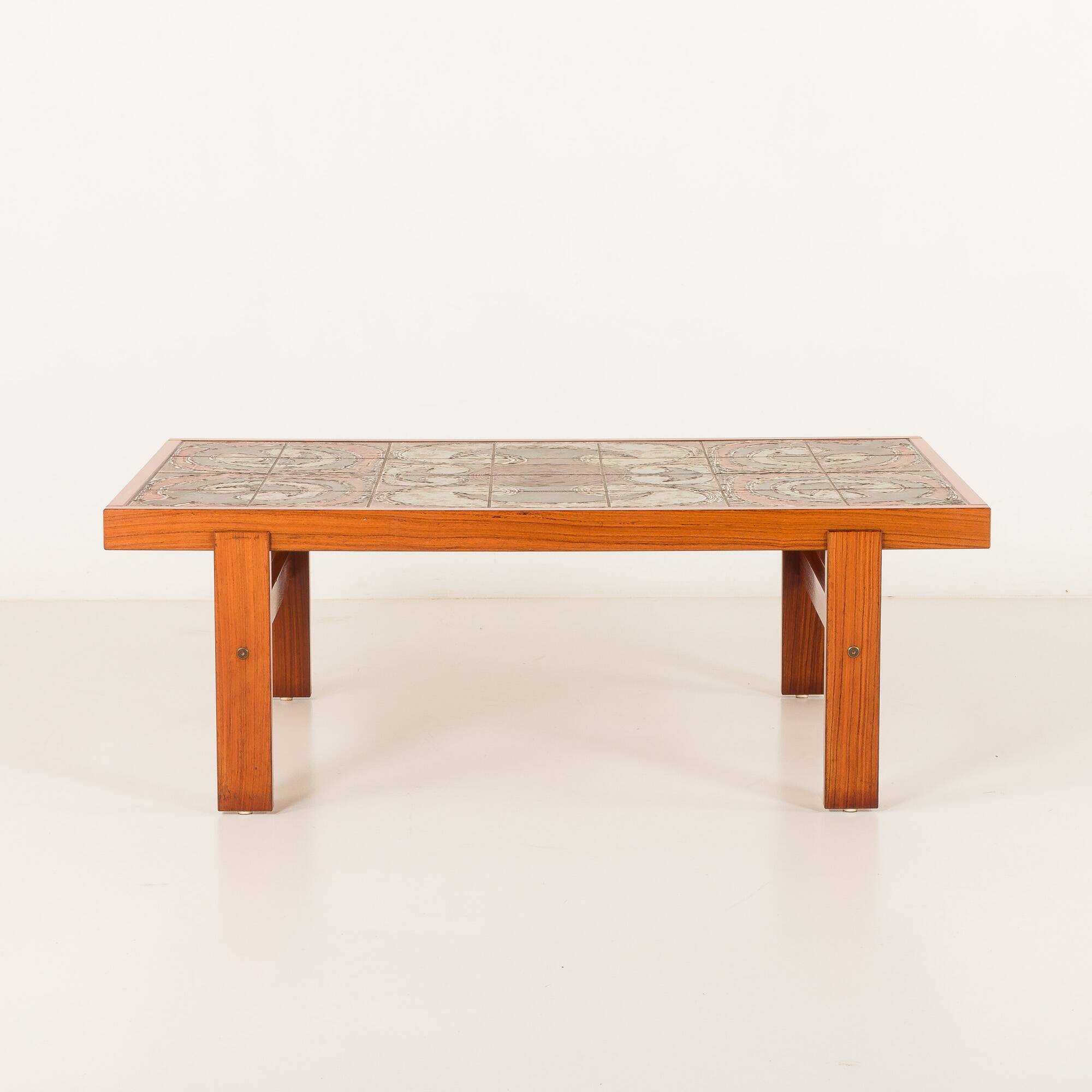 Ox Art extra large coffee table in teak and ceramic tiles, Denmark 1970s
