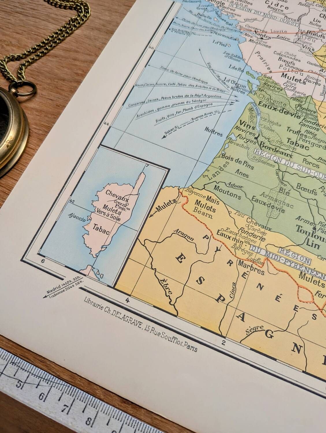 Printed in 1900, map of economic France.