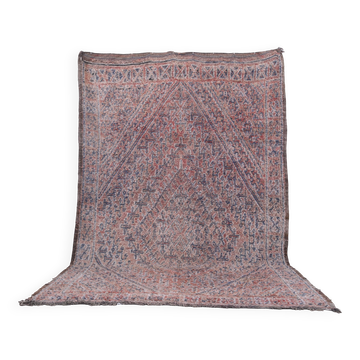 Tapis marocain berbère vintage en laine rose fait main