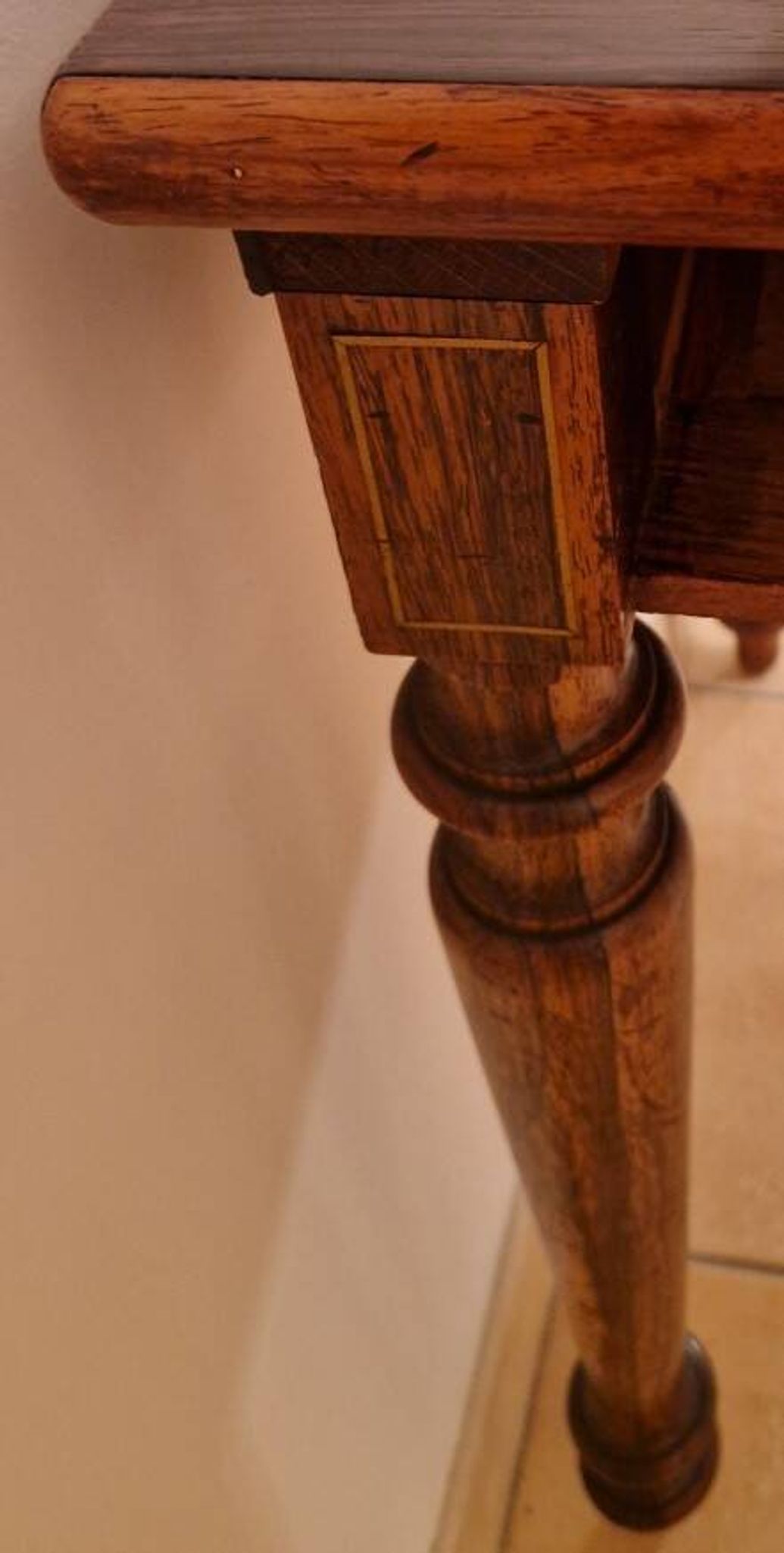 Restored antique Louis XVI style desk with a 19th-century leather top.
