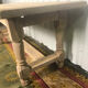 Solid oak farm table with turned feet & 2 elongated aero gum