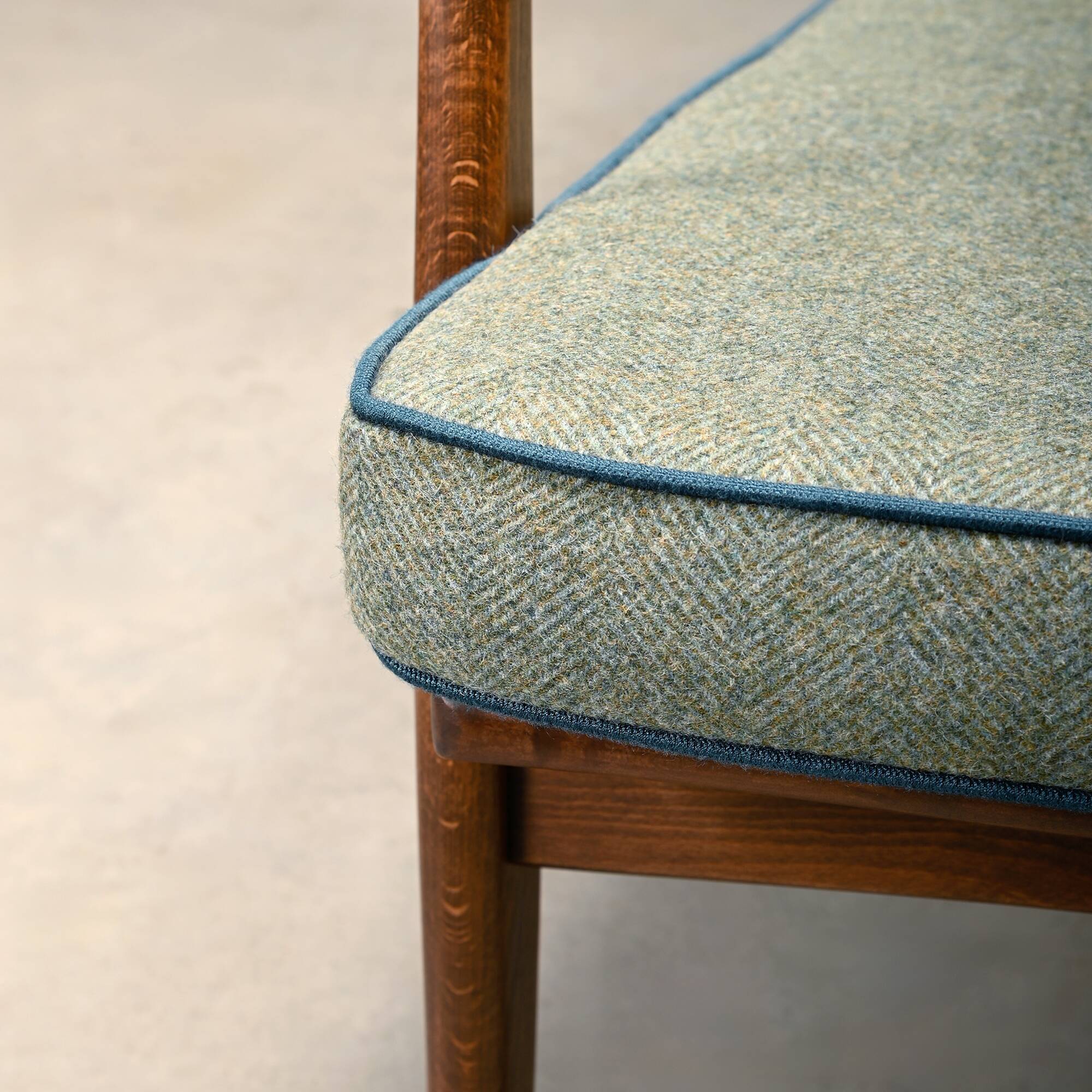 Pair of Mid-Century Italian Armchairs in stained Beech and Green Cushions