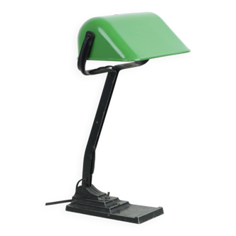 Lampe de Bureau Art Déco Lampe de Notaire Erpe Modèle 52 Abat-Jour Émail Vert