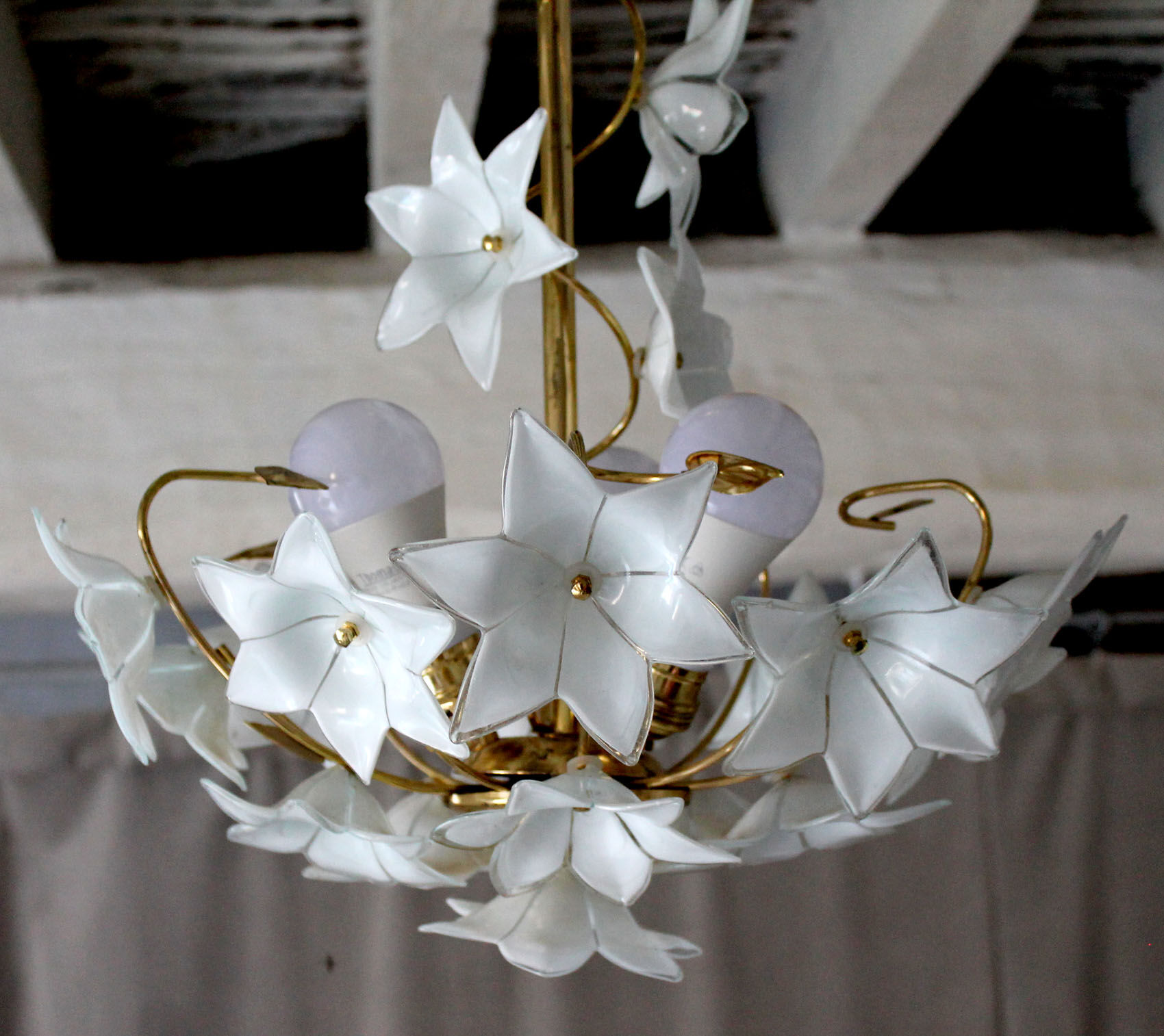 Murano and brass glass flowers