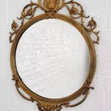 Miroir rond style médaillon en laiton