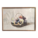 Vintage French watercolour with a basket  full of pansies