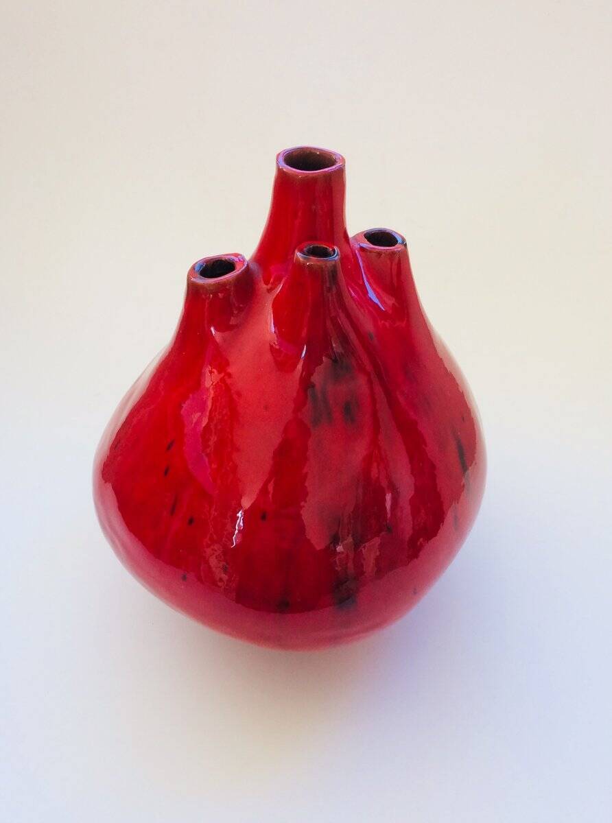 Belgian pottery spout vase by Hugria, 1960s