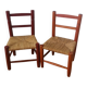 Children's straw chairs made of wood and straw.