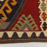 Kilim Vintage Anatolien Rouge – Motifs Géométriques, Laine, 88x125 Cm