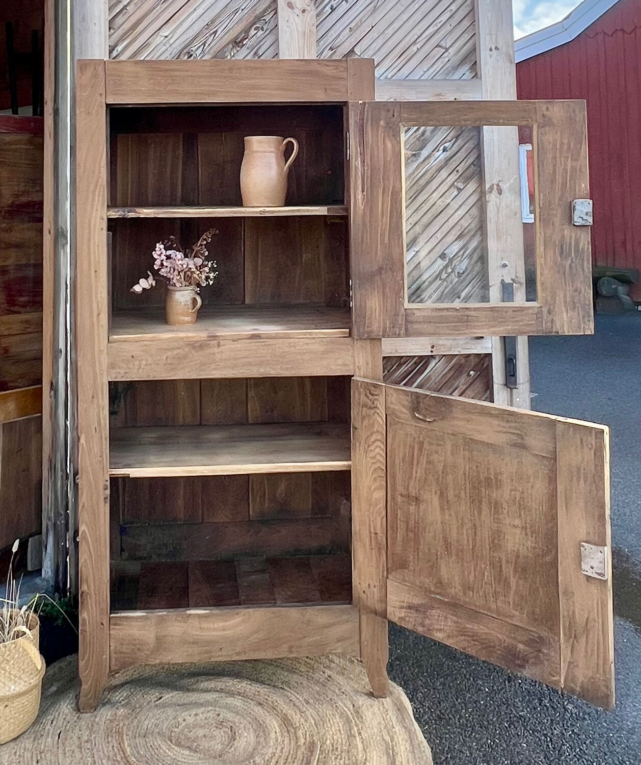 Antique solid oak bonnetière: dresser, cupboard...