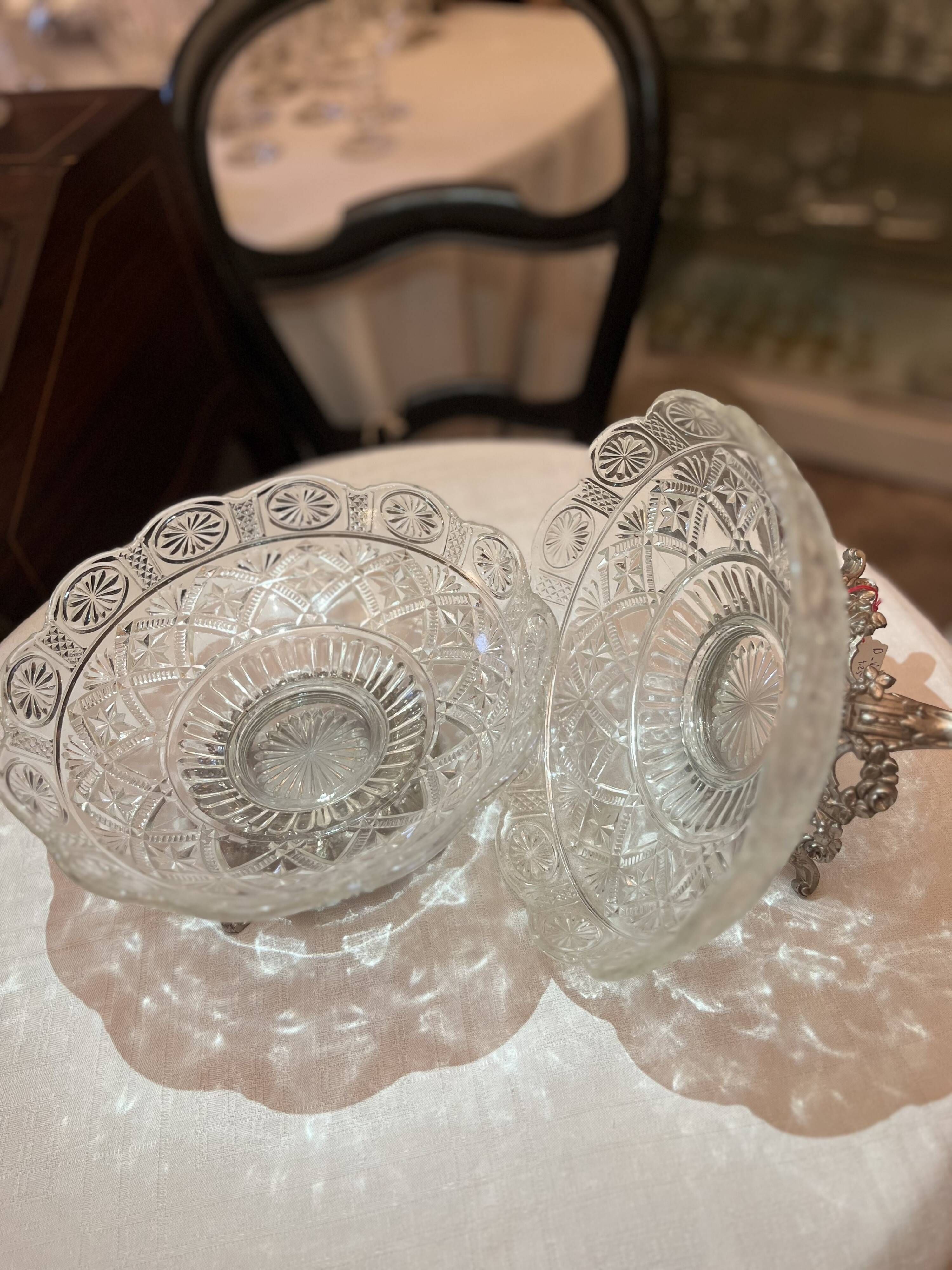 Corbeille à Fruits En Verre Sur Pied - Diamètre 25,6 Cm, Design Vintage à Motif Grille - Pour Comptoir De Cuisine Ou Décoration