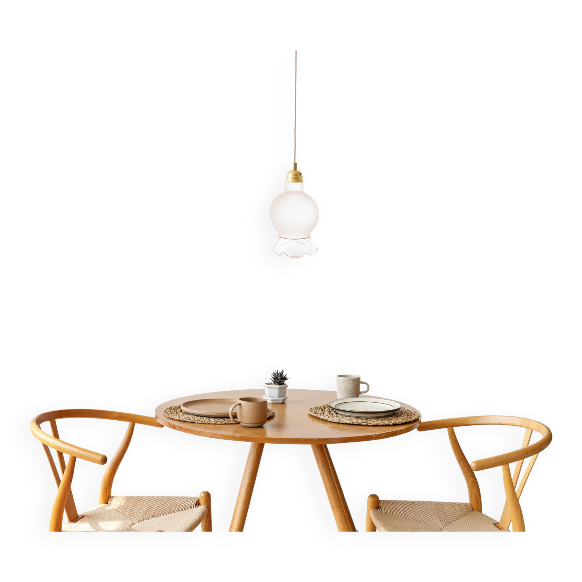 Pendant lamp from upcycled vintage glass lampshade