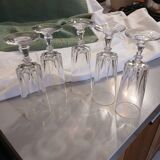 5 antique crystal flutes