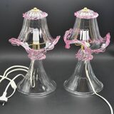 Set of 2 of Pink table lamps in Murano glass