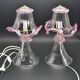 Ensemble de 2 lampes de table roses en verre de Murano.
