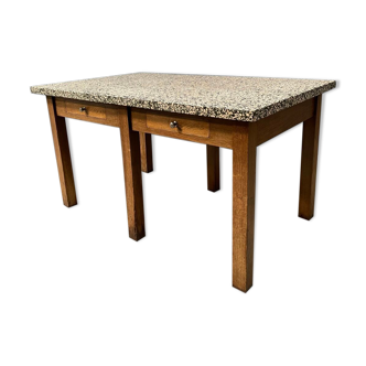 Oak work table with granite sheet