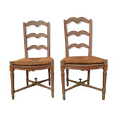 Paire de chaises Provençale en hêtre patiné XX siècle