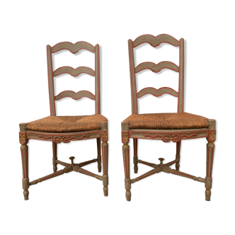 Pair of Provençal chairs in patinated beech XX century