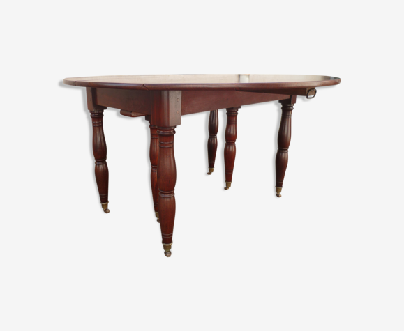 Table ovale a volets acajou massif XIXème siècle Louis Philippe | Selency