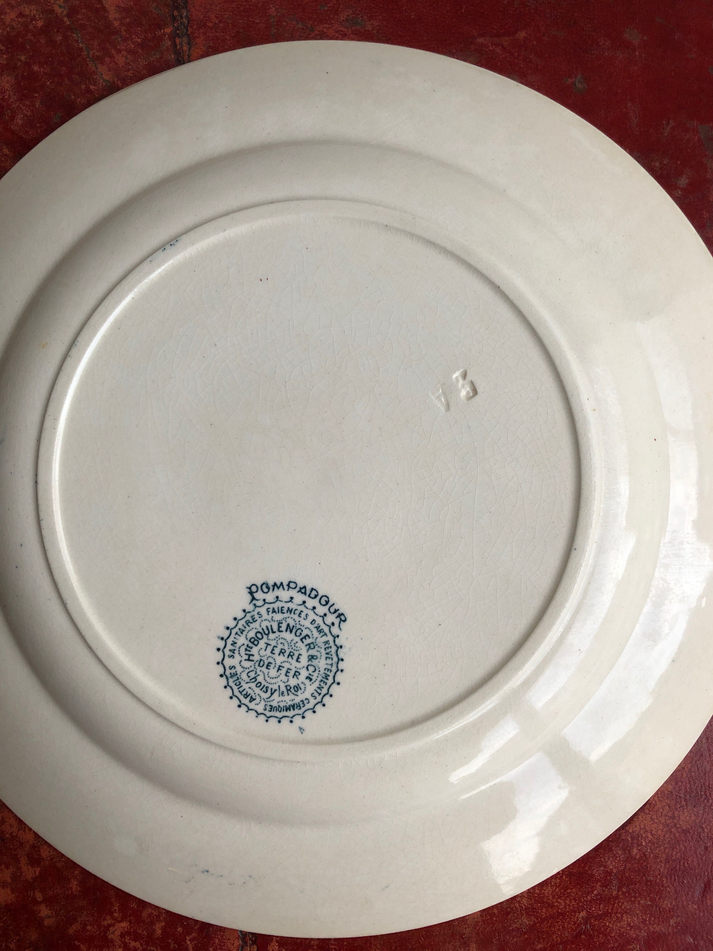 Lot of 4 flat plates in Iron Land Boulenger Choisy the Model King POMPADOUR