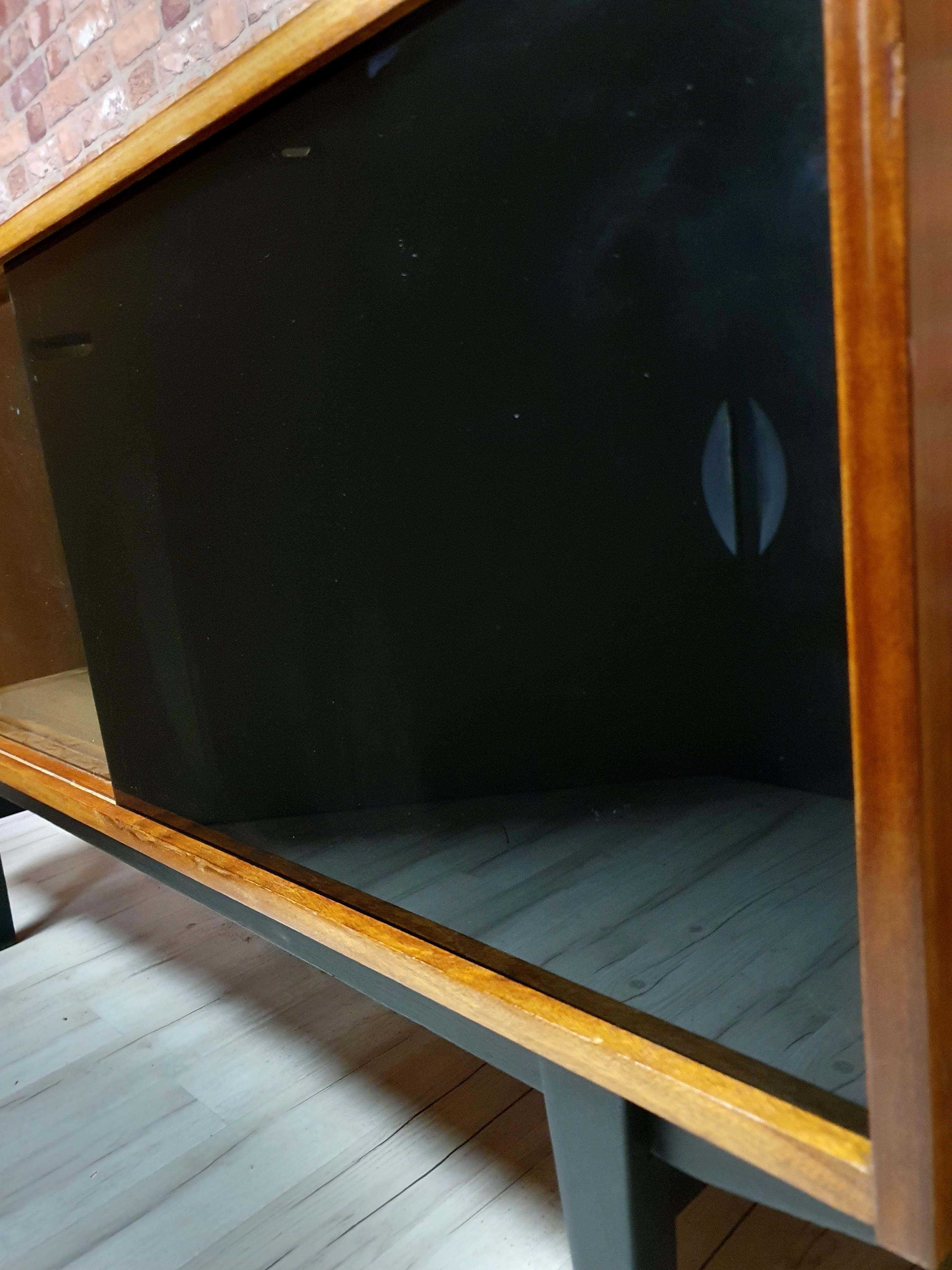 Renovated Violetta Display Cabinet with sliding glass doors, 1970s, Poland