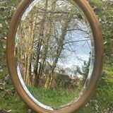 Miroir ovale doré biseauté, 79 x 59 cm
