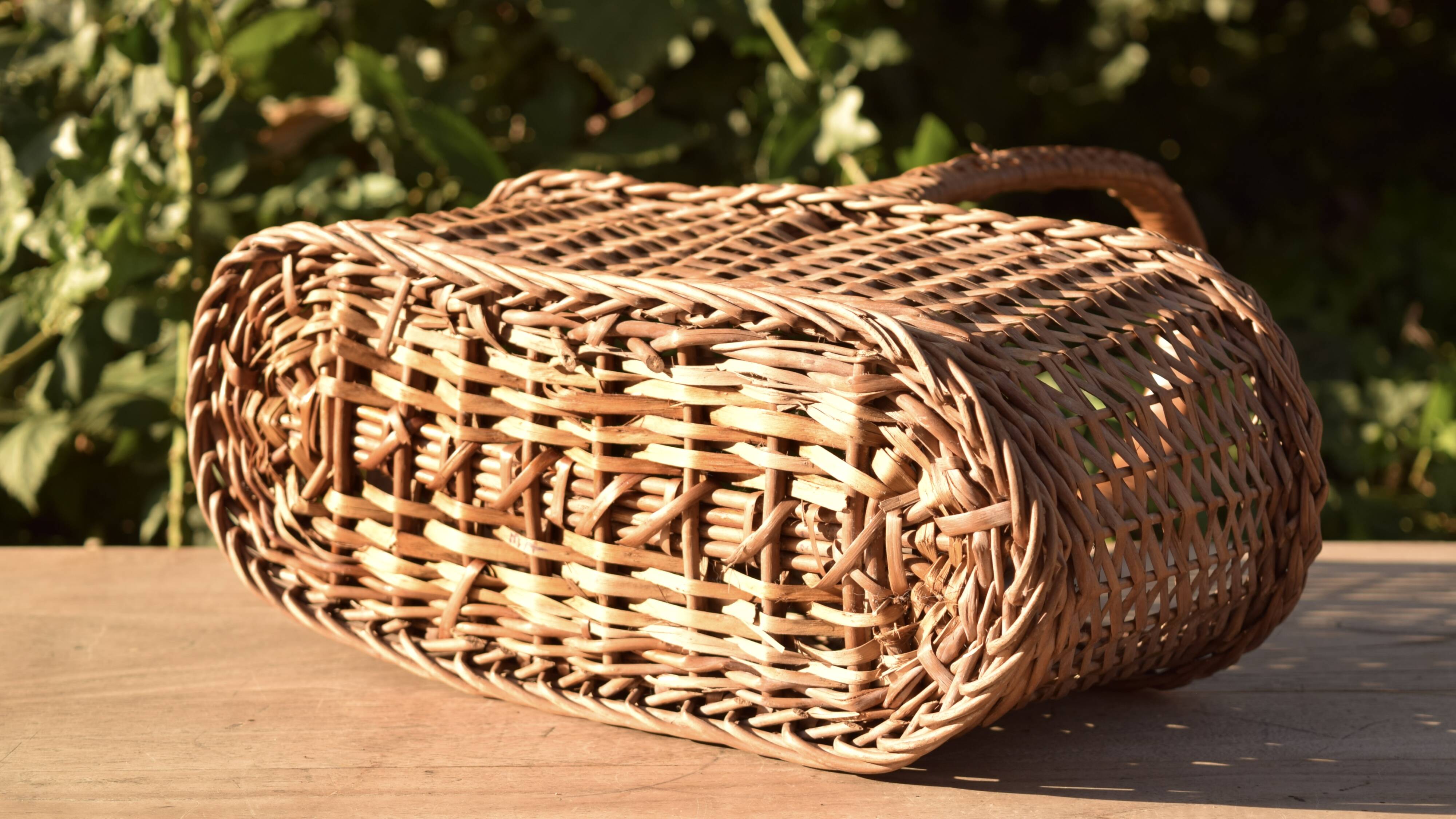 Vintage wicker bottle holder basket