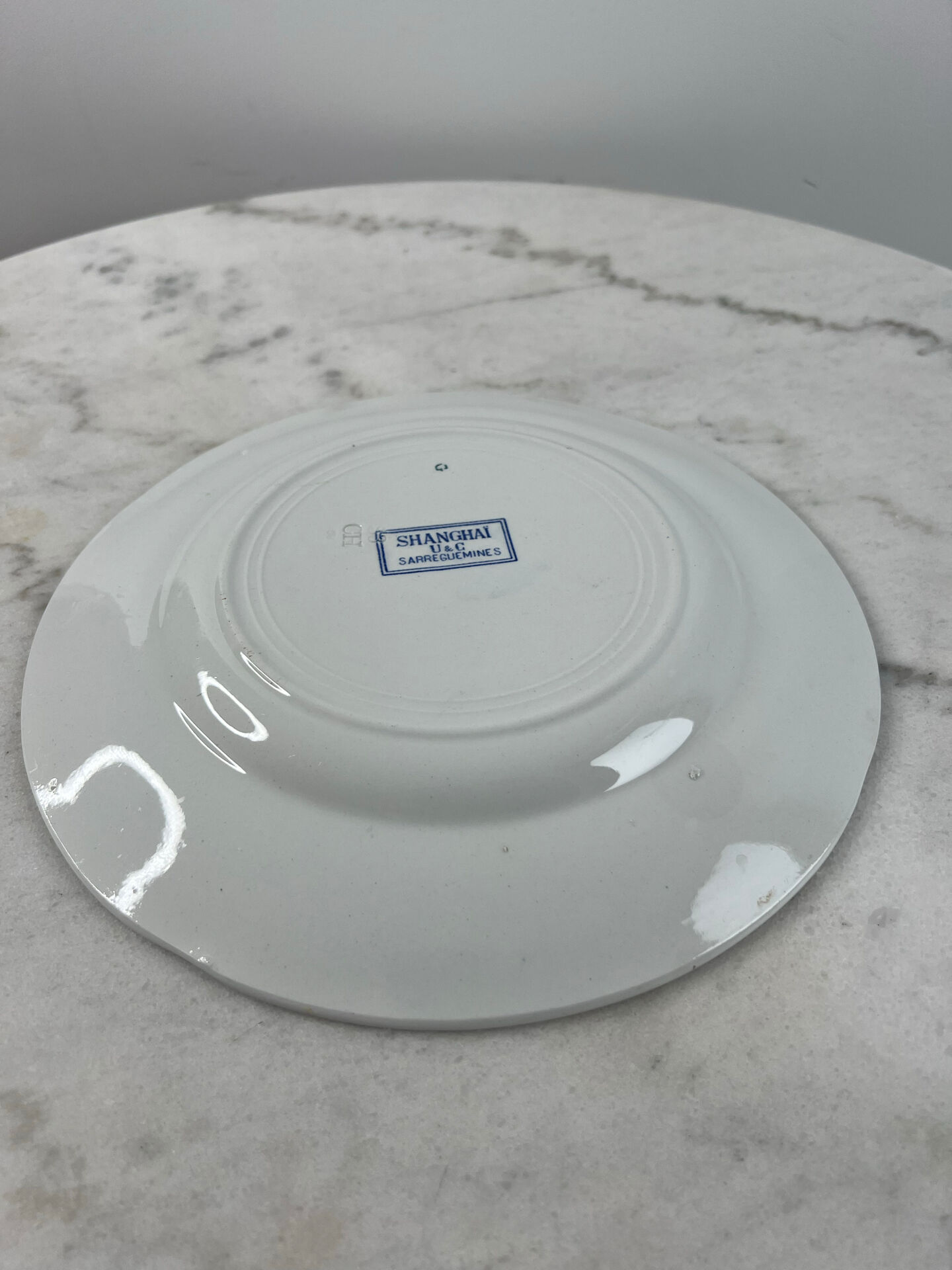 Assiette creuse ancienne Sarreguemines — Collection Shanghai lot de 2
