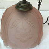 Pink glass paste chandelier with large flowers