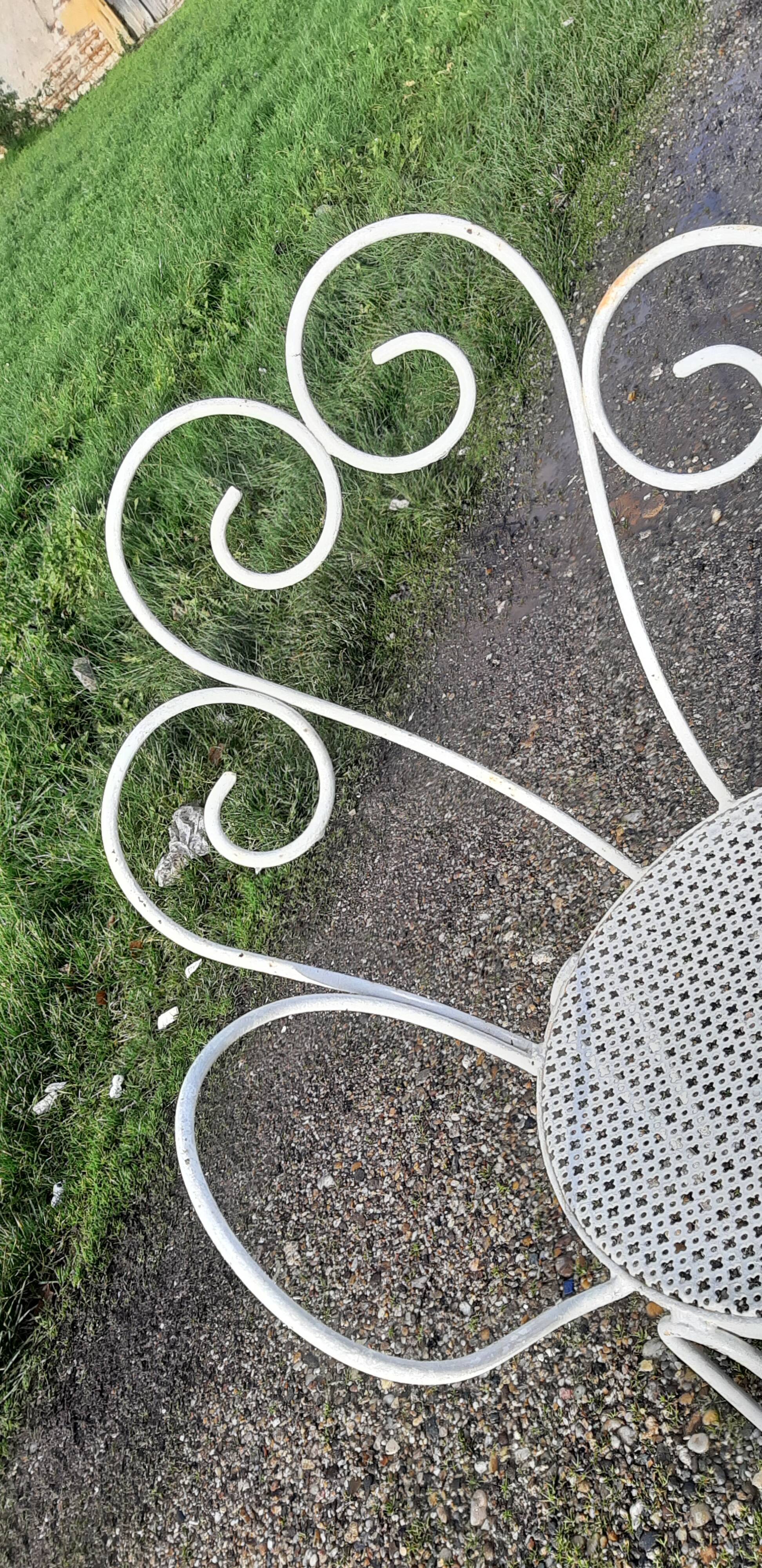 Paire de fauteuils de jardin 1900 en fer forgé