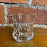 Vintage crystal ice bucket with mold and chrome metal handle