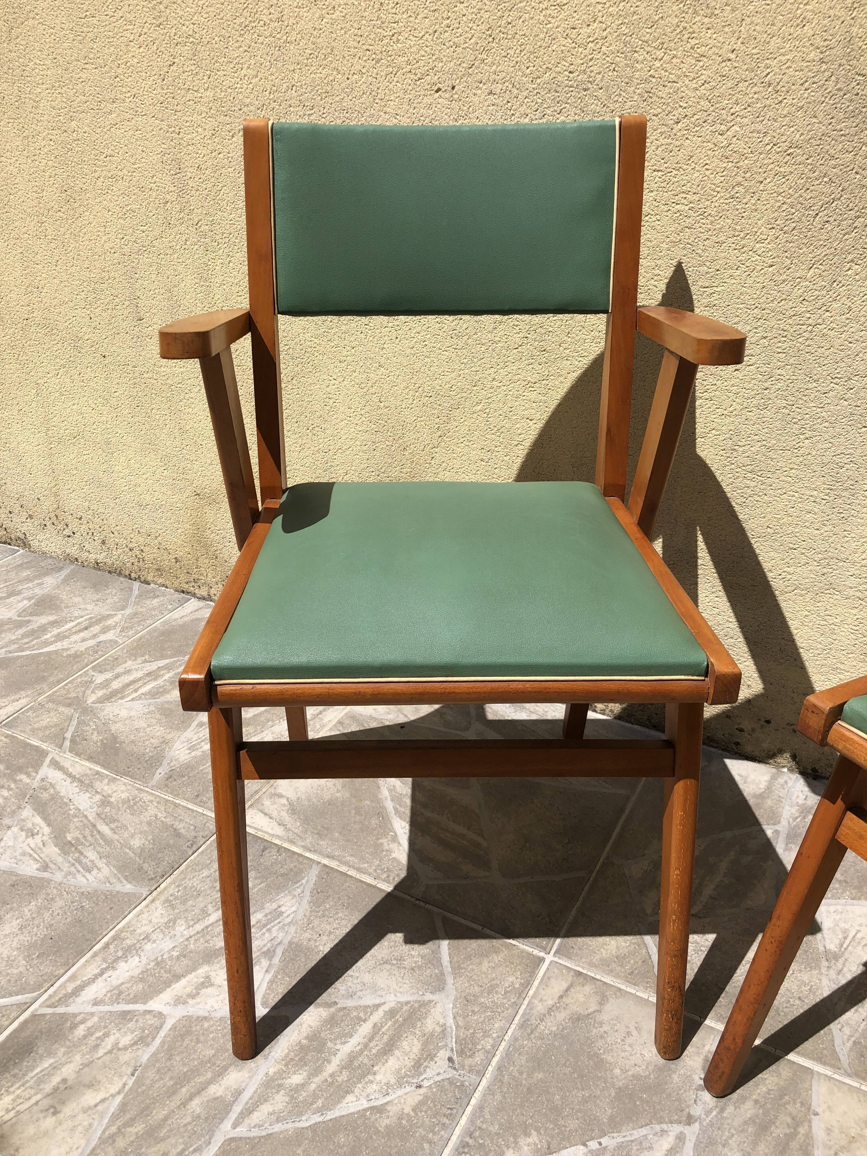 Pair of green bridge armchairs