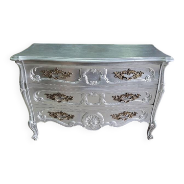 Commode style louis XV argente 3 tiroirs