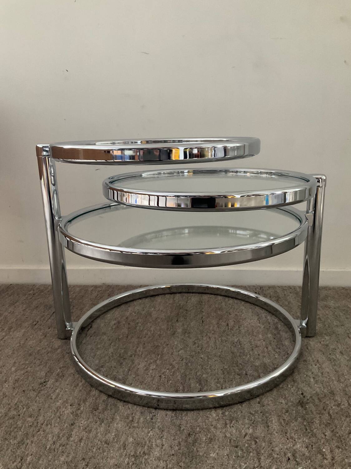 Vintage chrome coffee table with swivel tops