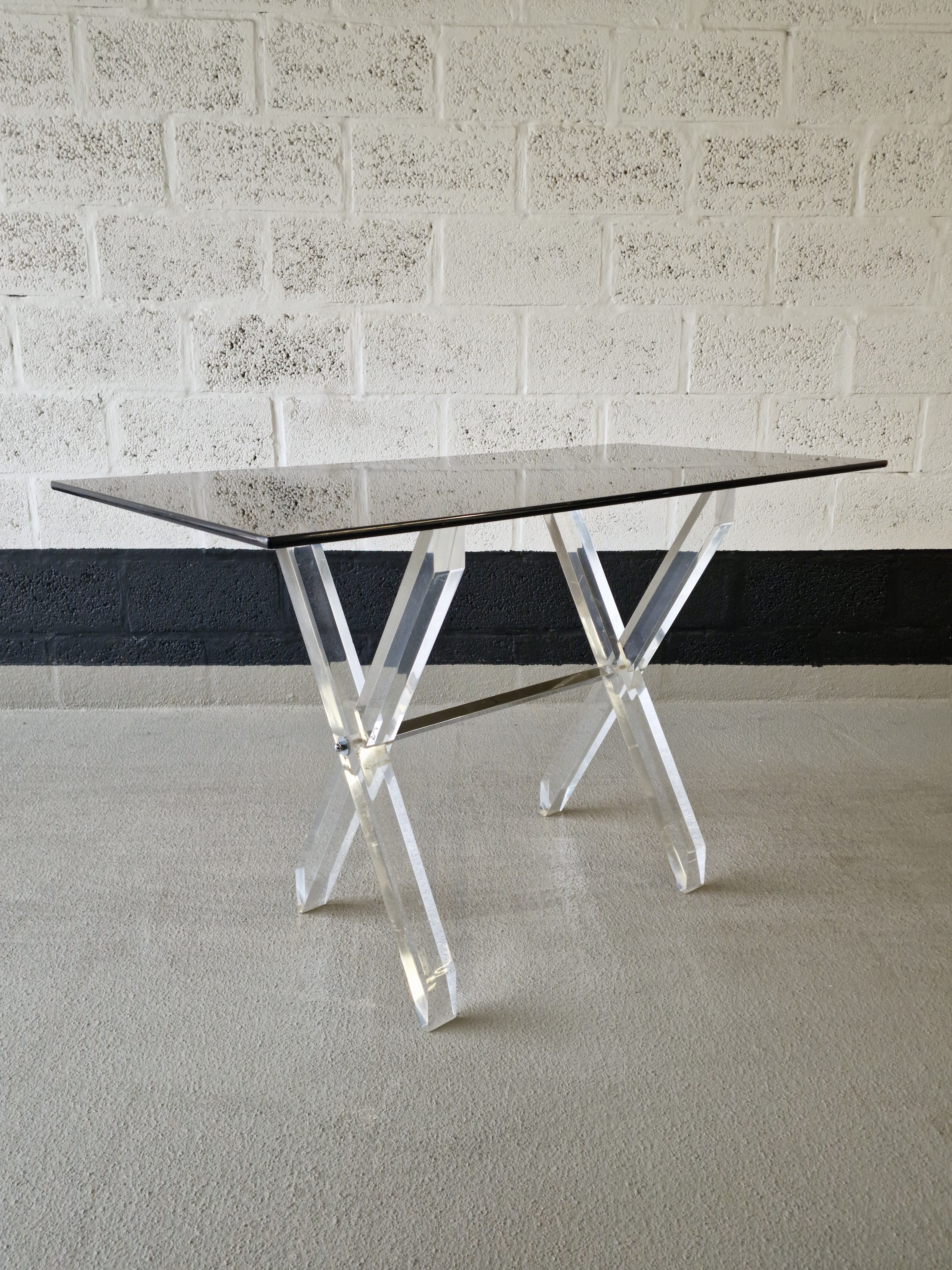 Desk in feet x plexiglass & smoked glass, 1970s