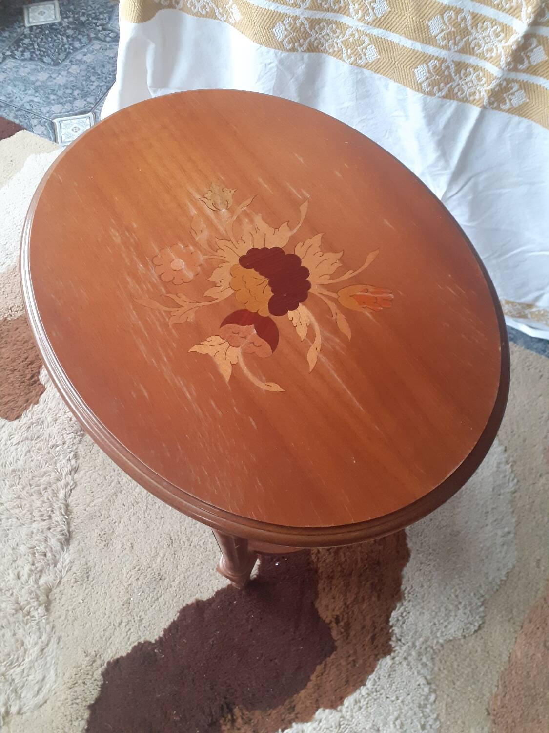 Wooden and cane serving trolley