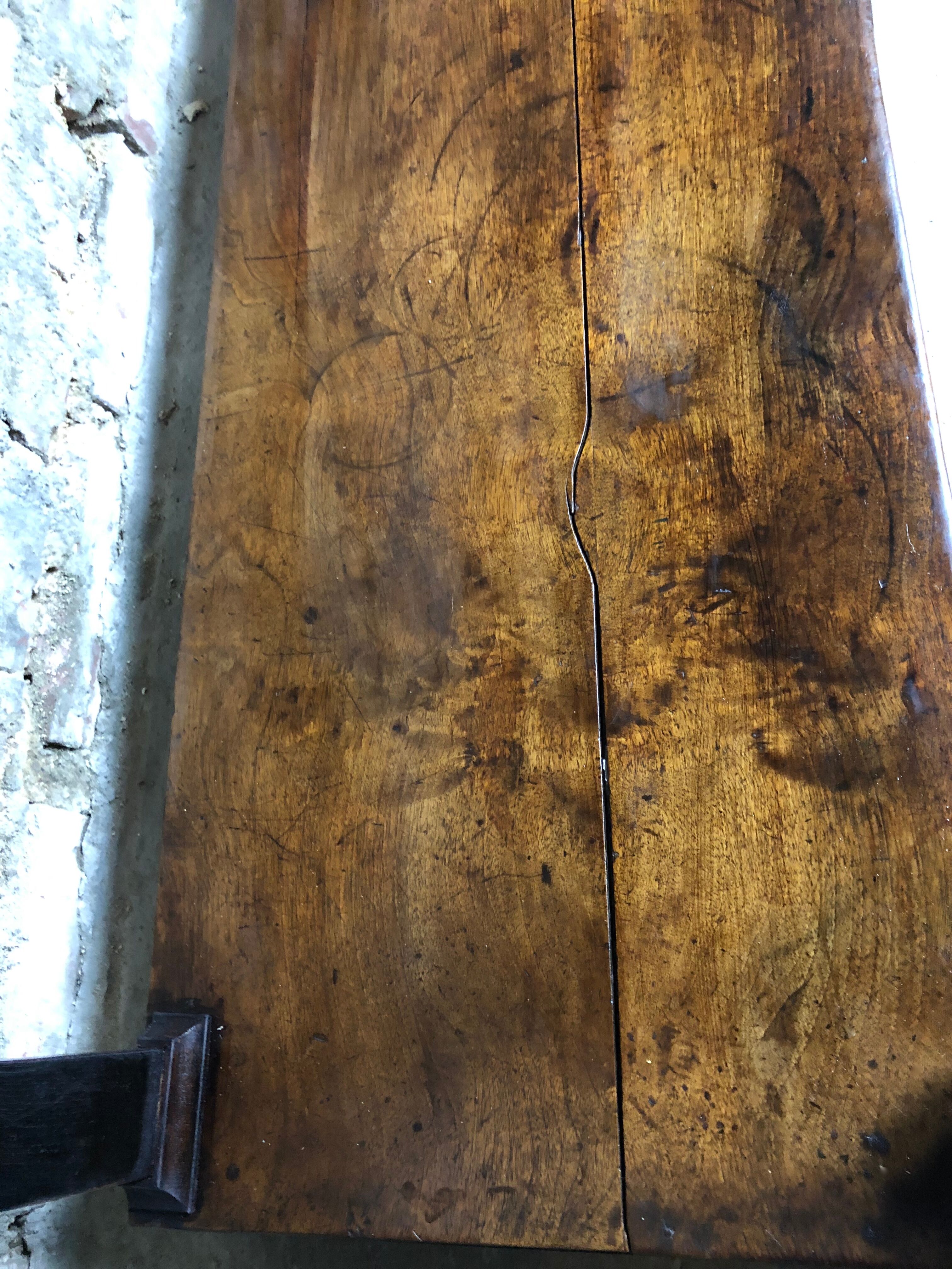 Console then restore Walnut top of fine black marble nineteenth