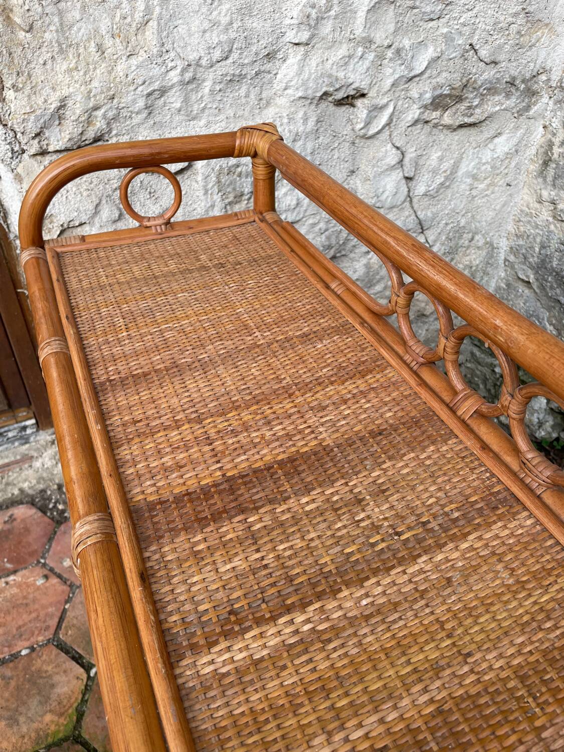 Vintage rattan chest of drawers