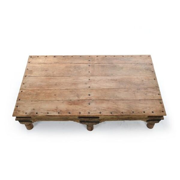 Table basse à ferrures en teck ancien