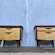 Pair of nightstands vintage bedside table compass legs