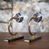 Pair of wall lamps, vintage wall lamp, two-tone brass wall lamp with lucite, lighting, decoration