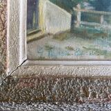 Painting "Village entrance, Mountain" signed frame
